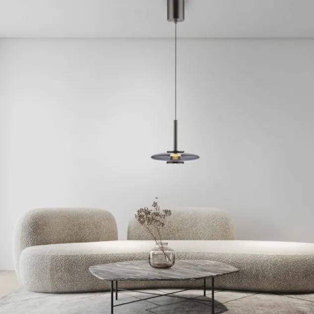 Neuhaus PURE® LED Pendelleuchte PURE Vitrum, platin (grau), dimmbar, höhenverstellbar