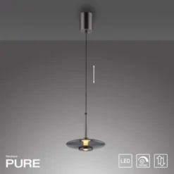Neuhaus PURE® LED Pendelleuchte PURE Vitrum, platin (grau), dimmbar, höhenverstellbar