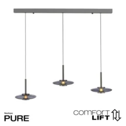 Neuhaus PURE® LED Pendelleuchte PURE Vitrum, platin (grau), 3-flammig