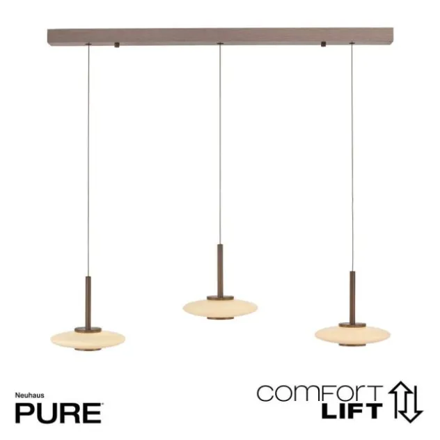 Neuhaus PURE® LED Pendelleuchte PURE Vitrum, dark-metal brown, 3-flammig