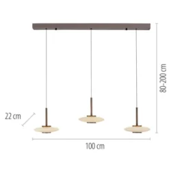 Neuhaus PURE® LED Pendelleuchte PURE Vitrum, dark-metal brown, 3-flammig