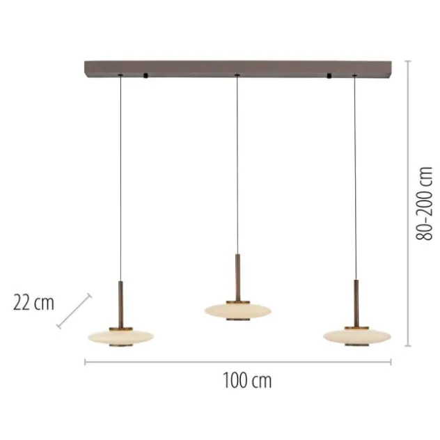 Neuhaus PURE® LED Pendelleuchte PURE Vitrum, dark-metal brown, 3-flammig