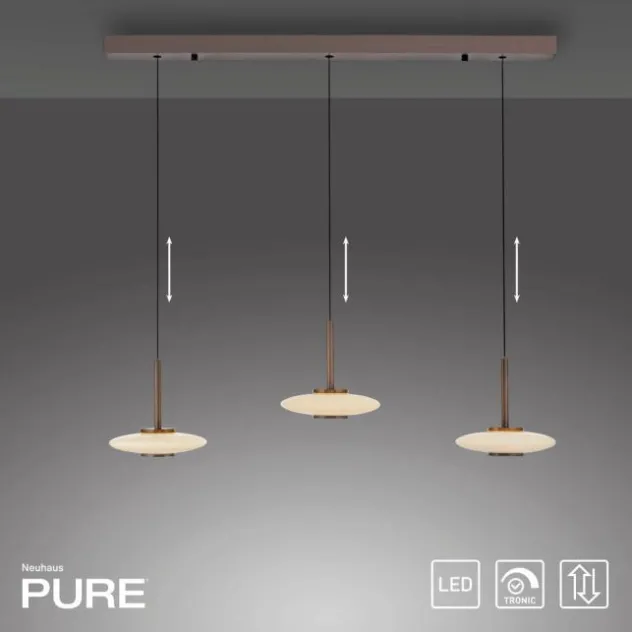 Neuhaus PURE® LED Pendelleuchte PURE Vitrum, dark-metal brown, 3-flammig