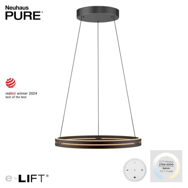 Neuhaus PURE® LED Pendelleuchte PURE E-Loop oak/ black pearl