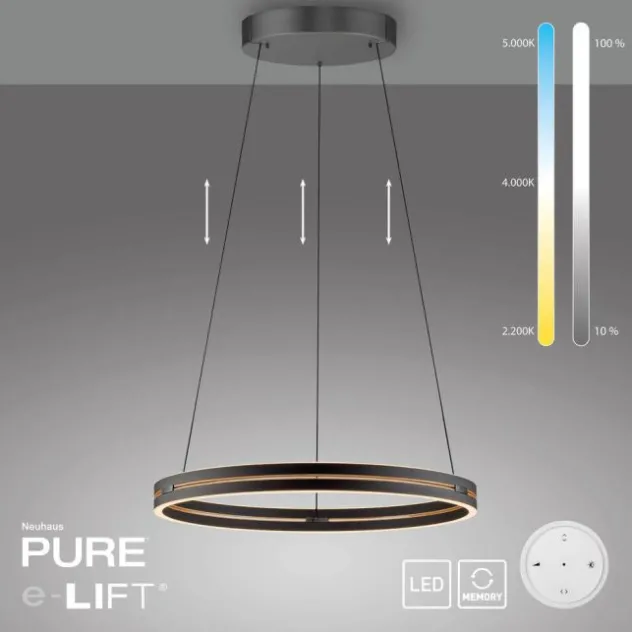 Neuhaus PURE® LED Pendelleuchte PURE E-Loop oak/ black pearl