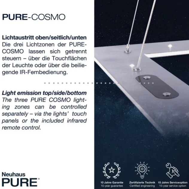 Neuhaus PURE® LED Pendelleuchte PURE Cosmo, quadratisch, Touchdimmer, CCT