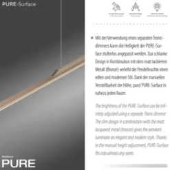 Neuhaus PURE® LED Pendelleuchte PURE Surface, bronce, 125x25 höhenverstellbar