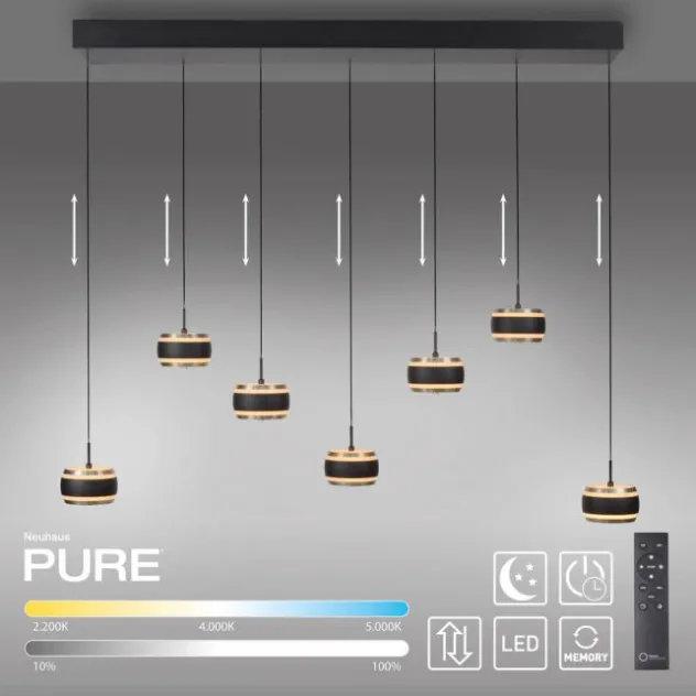 Neuhaus PURE® LED Pendelleuchte PURE Falling Rings.black pearl/ diamond