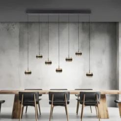 Neuhaus PURE® LED Pendelleuchte PURE Falling Rings.black pearl/ diamond