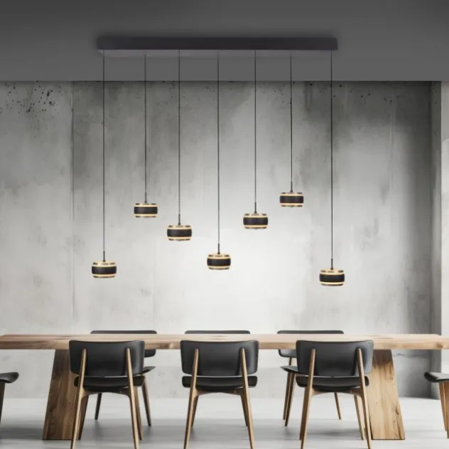 Neuhaus PURE® LED Pendelleuchte PURE Falling Rings.black pearl/ diamond