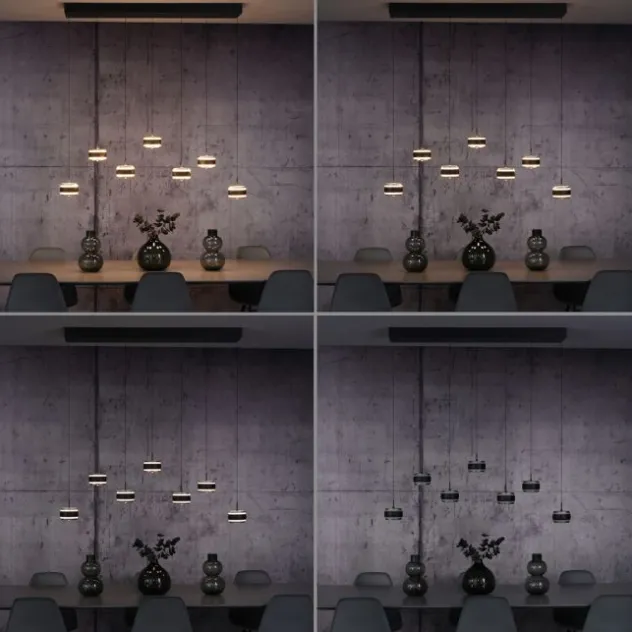 Neuhaus PURE® LED Pendelleuchte PURE Falling Rings.black pearl/ diamond