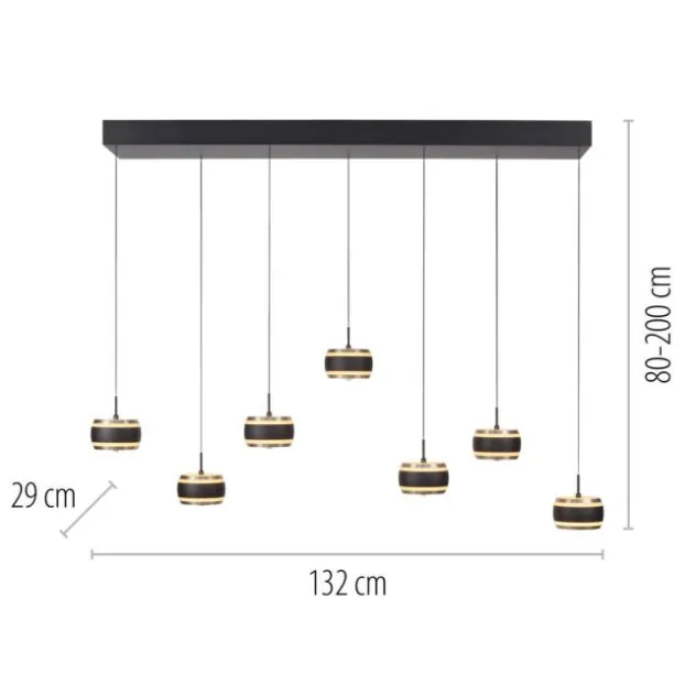 Neuhaus PURE® LED Pendelleuchte PURE Falling Rings.black pearl/ diamond