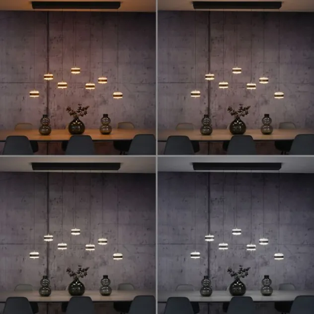 Neuhaus PURE® LED Pendelleuchte PURE Falling Rings.black pearl/ diamond