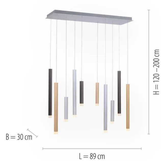 Neuhaus PURE® LED Pendelleuchte PURE Gemin, aluminium gebürstet, 10-flammig
