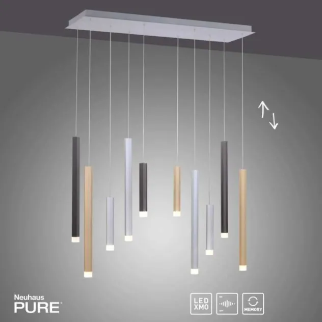 Neuhaus PURE® LED Pendelleuchte PURE Gemin, aluminium gebürstet, 10-flammig