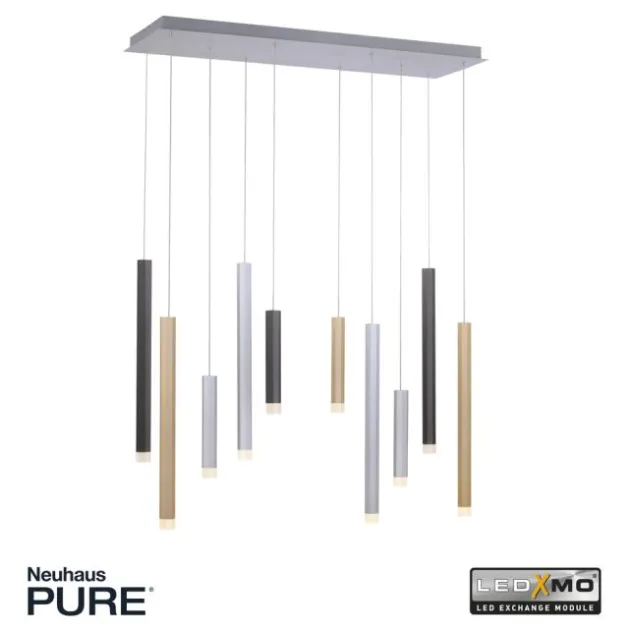 Neuhaus PURE® LED Pendelleuchte PURE Gemin, aluminium gebürstet, 10-flammig