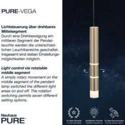 Neuhaus PURE® LED Pendelleuchte PURE Vega, messing-matt, 1-flammig