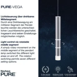 Neuhaus PURE® LED Pendelleuchte PURE Vega, Aluminium 1-flammig, mit Lichtmodi