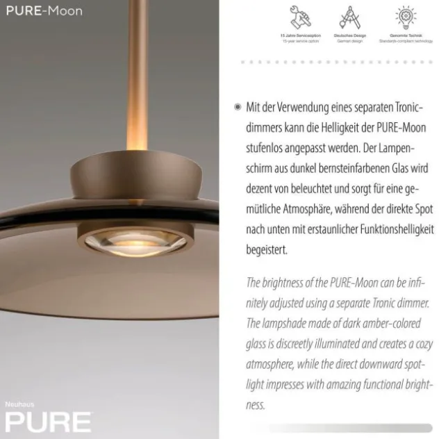 Neuhaus PURE® LED Pendelleuchte PURE Moon, bronce, höhenverstellbar