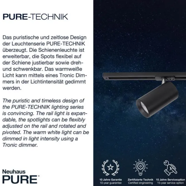 Neuhaus PURE® LED Schienenleuchte PURE Technik, schwarz, dimmbar, erweiterbar, drehbar