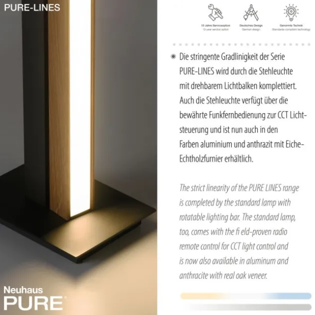 Neuhaus PURE® LED Stehleuchte PURE-LINES Floor oak/ graphite