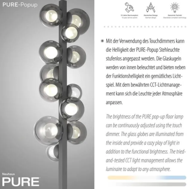 Neuhaus PURE® LED Stehleuchte PURE Popup platin (grau)