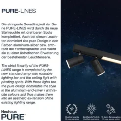 Neuhaus PURE® LED Strahler PURE Lines Spot, graphite, dimmbar, drehbar, CCT