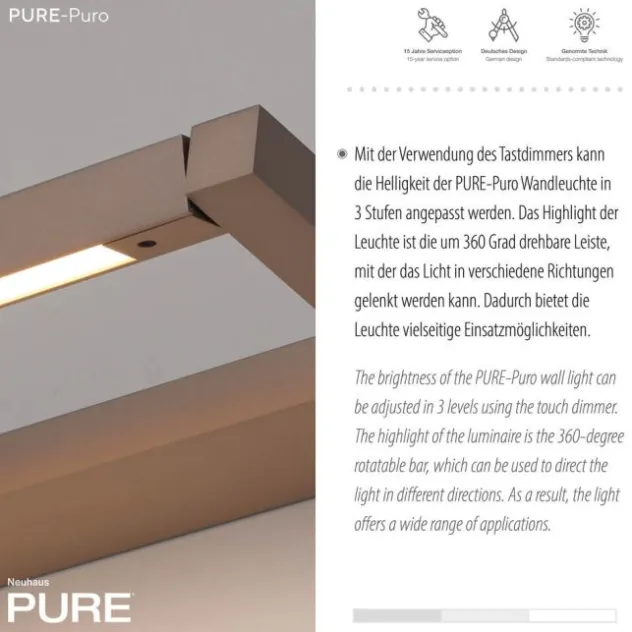Neuhaus PURE® LED Wandleuchte PURE Puro bronce drehbar Touchdimmer