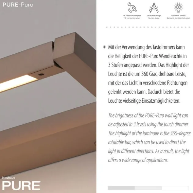Neuhaus PURE® LED Wandleuchte PURE Puro bronce Touchdimmer drehbar