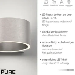 Neuhaus PURE® LED Wandleuchte PURE Clipse diamond (alu) Tronicdimmer