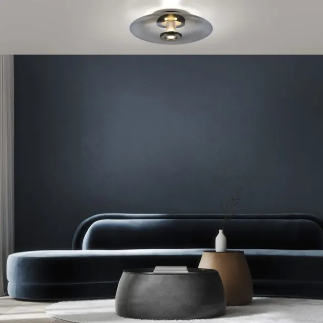 Neuhaus PURE® LED Wand- und Deckenleuchte PURE Vitrum, platin (grau), Rauchglas
