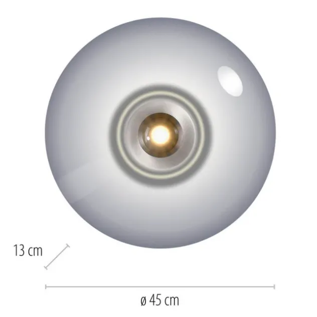 Neuhaus PURE® LED Wand- und Deckenleuchte PURE Vitrum, platin (grau), Rauchglas