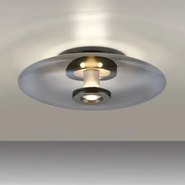Neuhaus PURE® LED Wand- und Deckenleuchte PURE Vitrum, platin (grau), Rauchglas
