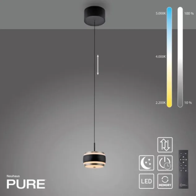 Neuhaus PURE® Pendelleuchte PURE Falling Rings, black pearl / diamond