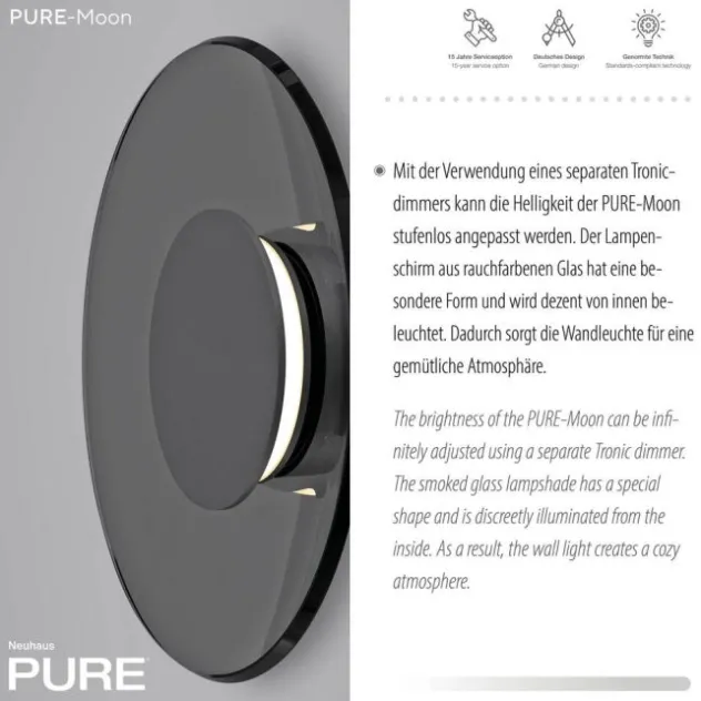 Neuhaus PURE® Wandleuchte PURE Moon platin dimmbar Wohnzimmer Küche