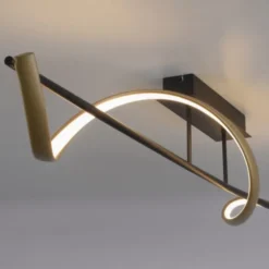 Paul Neuhaus LED Deckenleuchte Q-SWING anthrazit mit messing matt Smarthome