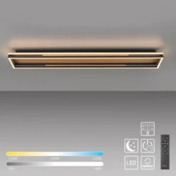 Paul Neuhaus LED Deckenleuchte SVEJA, Holz-natur, rechteckig