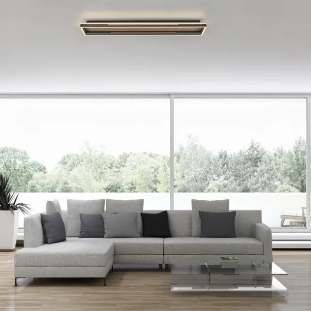 Paul Neuhaus LED Deckenleuchte SVEJA, Holz-natur, rechteckig
