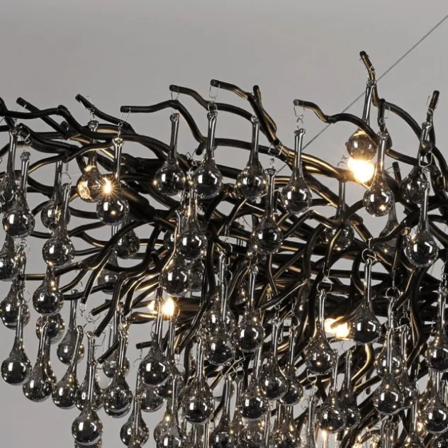 Paul Neuhaus LED Pendelleuchte ICICLE schwarz Kronleuchter Glasanhänger Kristall