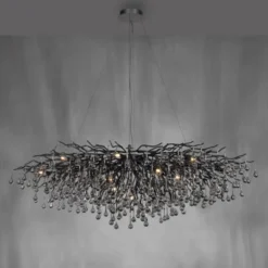 Paul Neuhaus LED Pendelleuchte ICICLE schwarz Kronleuchter Glasanhänger Kristall