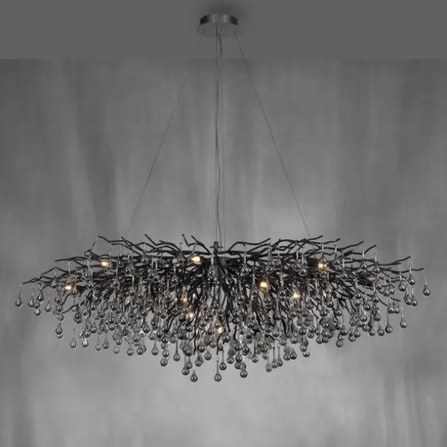 Paul Neuhaus LED Pendelleuchte ICICLE schwarz Kronleuchter Glasanhänger Kristall