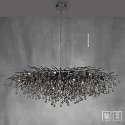 Paul Neuhaus LED Pendelleuchte ICICLE schwarz Kronleuchter Glasanhänger Kristall