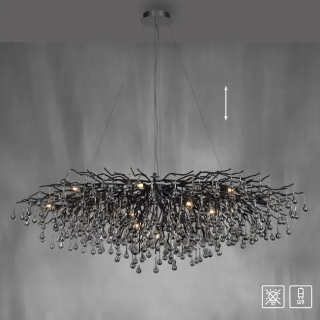 Paul Neuhaus LED Pendelleuchte ICICLE schwarz Kronleuchter Glasanhänger Kristall