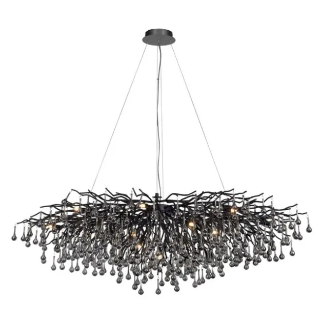 Paul Neuhaus LED Pendelleuchte ICICLE schwarz Kronleuchter Glasanhänger Kristall