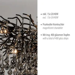 Paul Neuhaus LED Pendelleuchte ICICLE schwarz Kronleuchter Glasanhänger Kristall