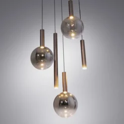 Paul Neuhaus LED Pendelleuchte BOWL, braun 5fl. dimmbar, rund