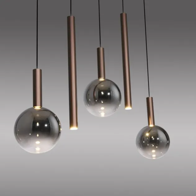Paul Neuhaus LED Pendelleuchte BOWL, braun,5fl. linear