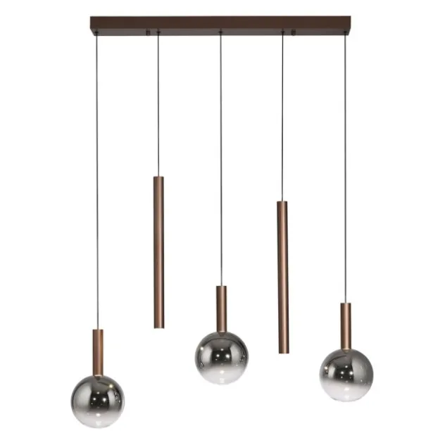 Paul Neuhaus LED Pendelleuchte BOWL, braun,5fl. linear
