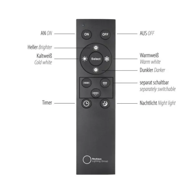 Paul Neuhaus LED Pendelleuchte Q-STRETTO, schwarz, dimmbar, Fernbedienung