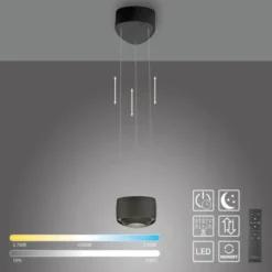 Paul Neuhaus LED Pendelleuchte Q-STRETTO, schwarz, dimmbar, Fernbedienung